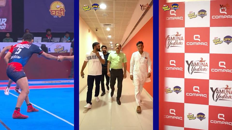 Kabaddi match, a corridor walk and a sponsor backdrop